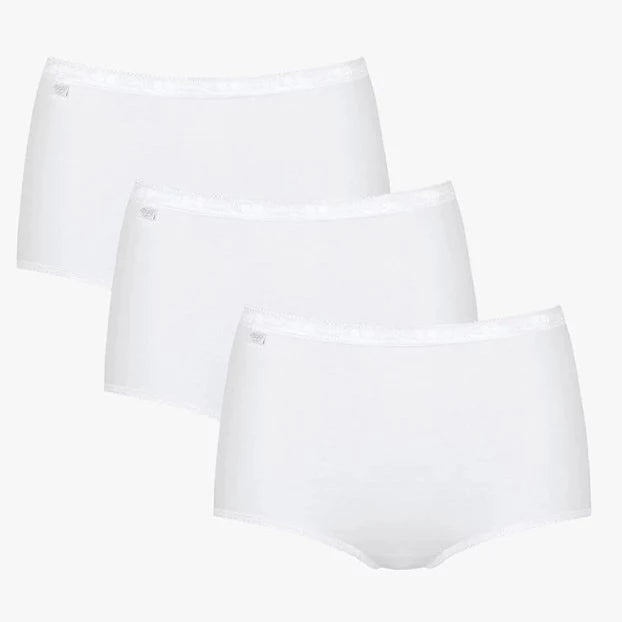 Sloggi Maxi-Ladies 95% Cotton Briefs-3 Pair Pack-White – Whites of