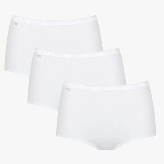 Sloggi Maxi-Ladies 95% Cotton Briefs-3 Pair Pack-White