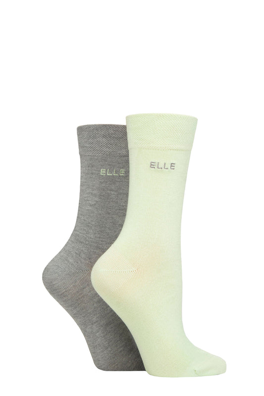 Elle-Ladies Bamboo Socks-2 Pair Pack-Key Lime Pie Plain