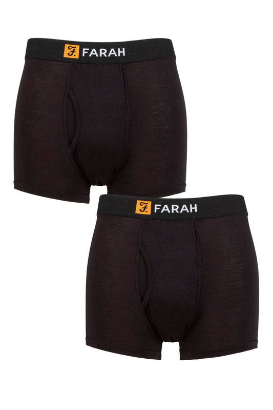 Farah-Mens Underwear-Bamboo Classic Keyhole Trunks-2 Pair Pack-FCU245-Black/Black