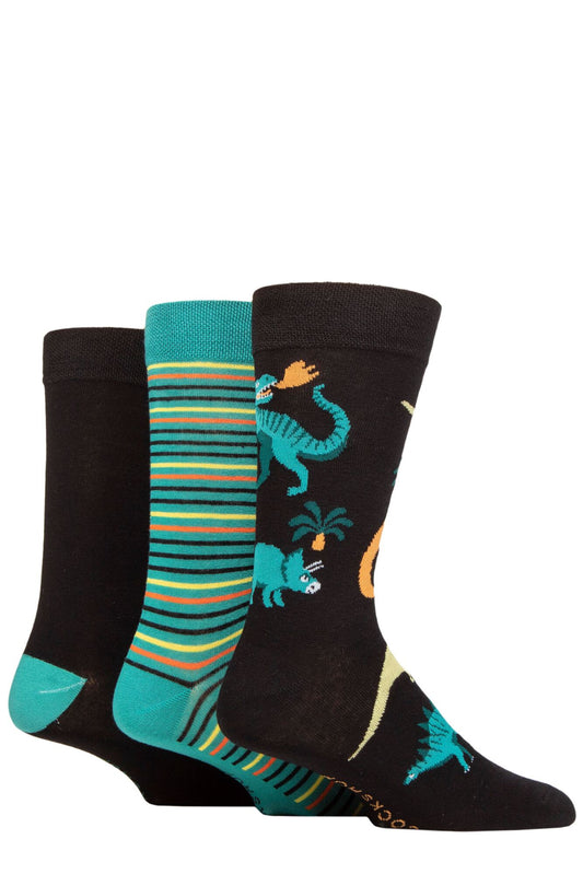 Sockshop-Mens Bamboo 3 Pair Pack of Novelty Socks-Dinosaurs
