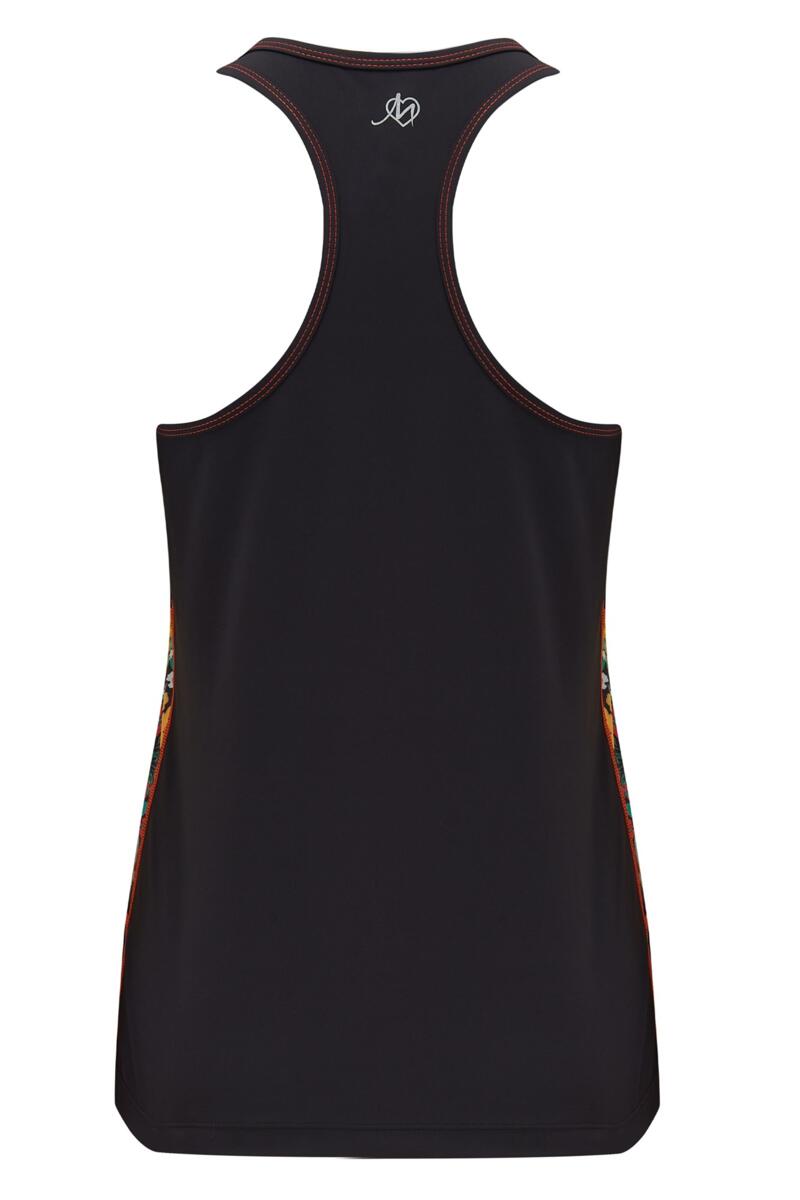 Energy Racer Back Tank Top-Black Ditsy