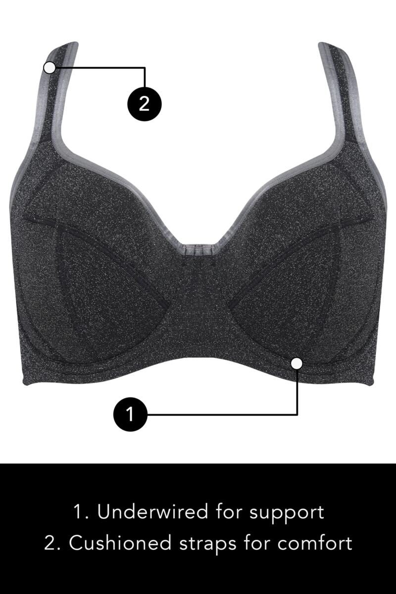 Energy Reach Underwired Lightly Padded Sports Bra-Black/Silver