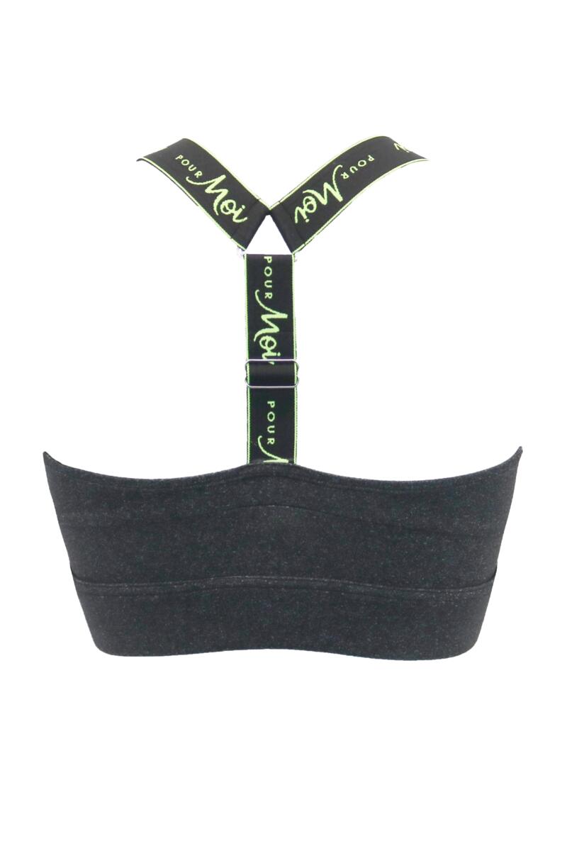 Energy Logo Elastic Yoga Crop Top-Grey Melange/Lime