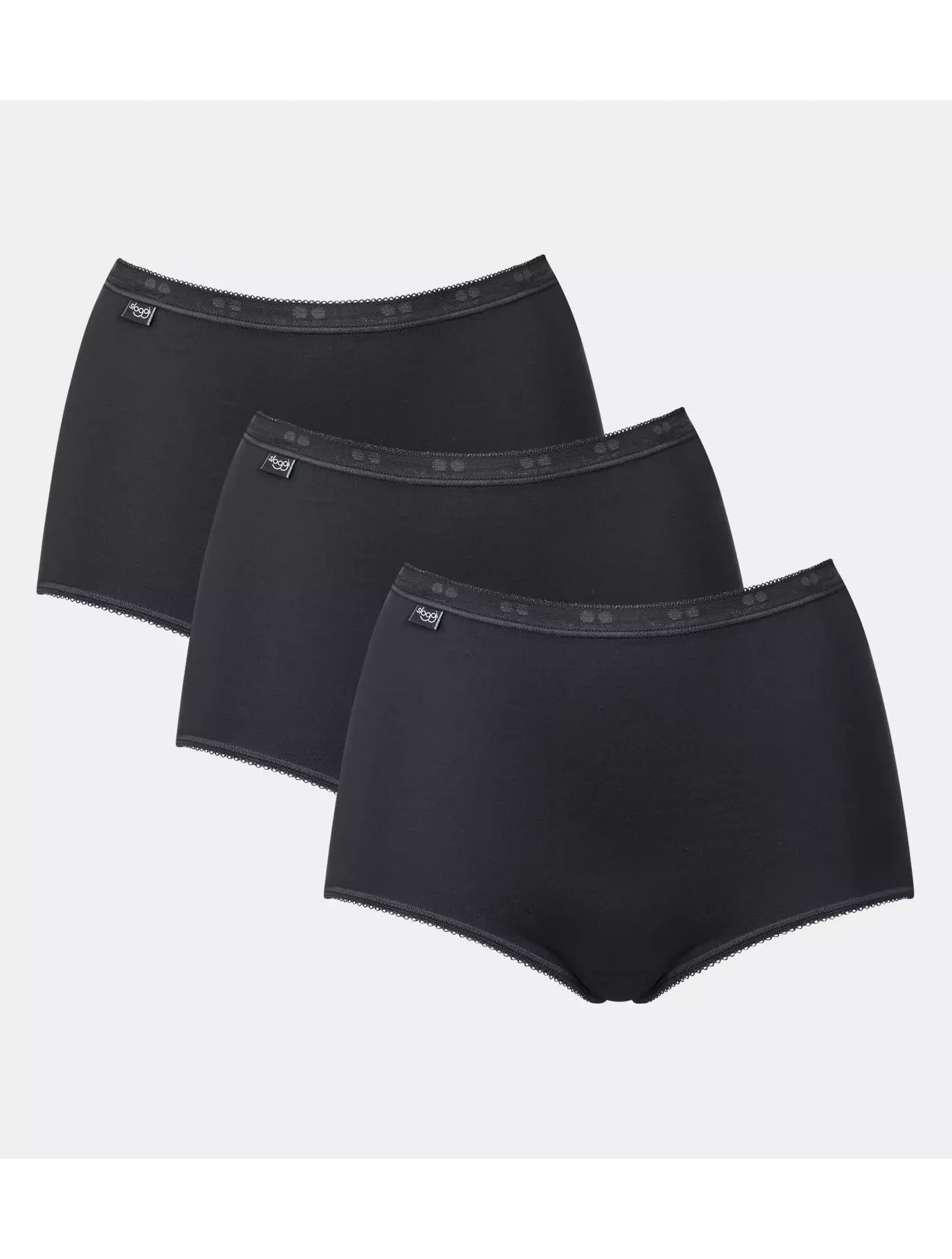3 Pack High Waisted Maxi Briefs by Sloggi 95% Cotton-Black