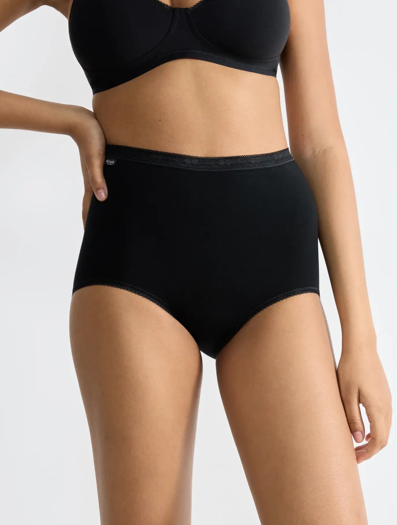 3 Pack High Waisted Maxi Briefs by Sloggi 95% Cotton-Black