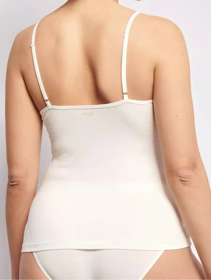 Sloggi Ever Ease Spaghetti Strap Top-95% Cotton-Silk White