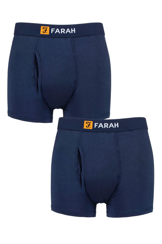 Farah-Mens Underwear-Bamboo Classic Keyhole Trunks-2 Pair Pack-FCU245-Navy/Navy