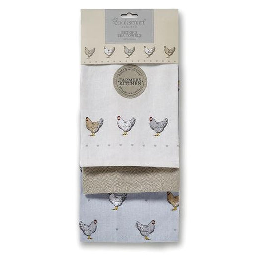 Cooksmart-Farmers Kitchen-3 T-Towels-100% Cotton