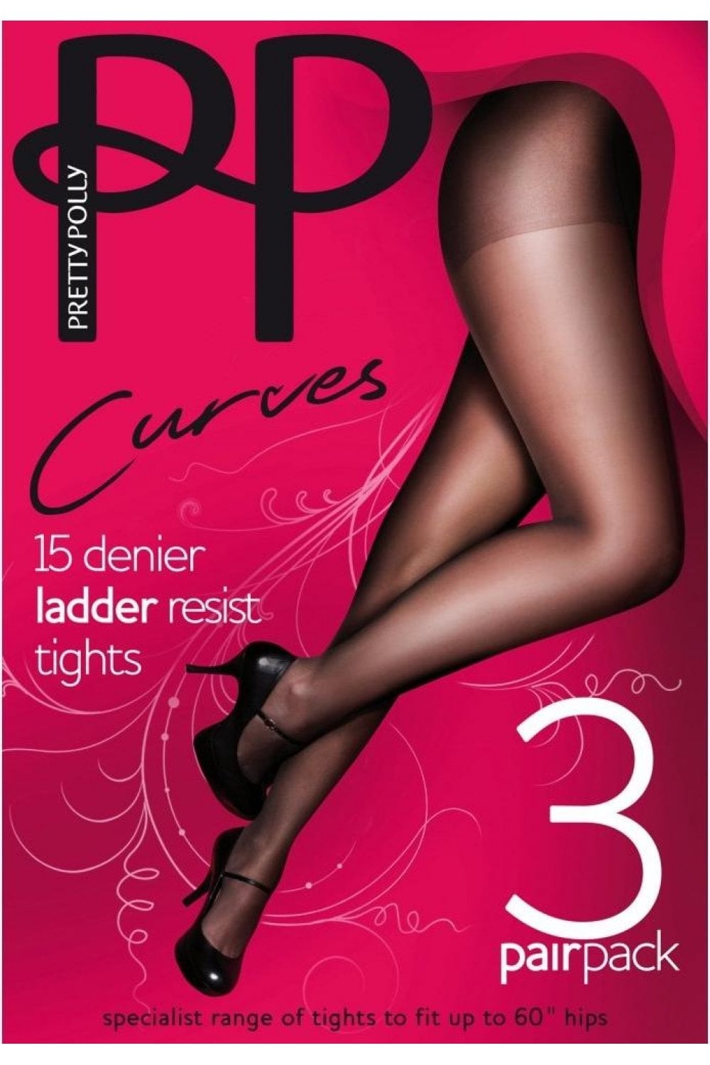 Pretty Polly-Ladies Curves Tights-3 Pair Pack-Up To 60''Hip-15 Denier