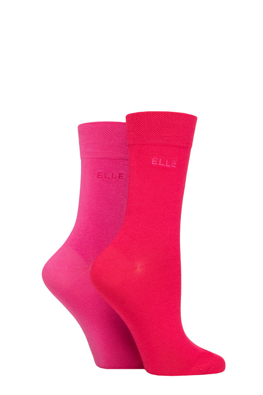 Elle-Ladies Bamboo Socks-2 Pair Pack-Cherry Fizz
