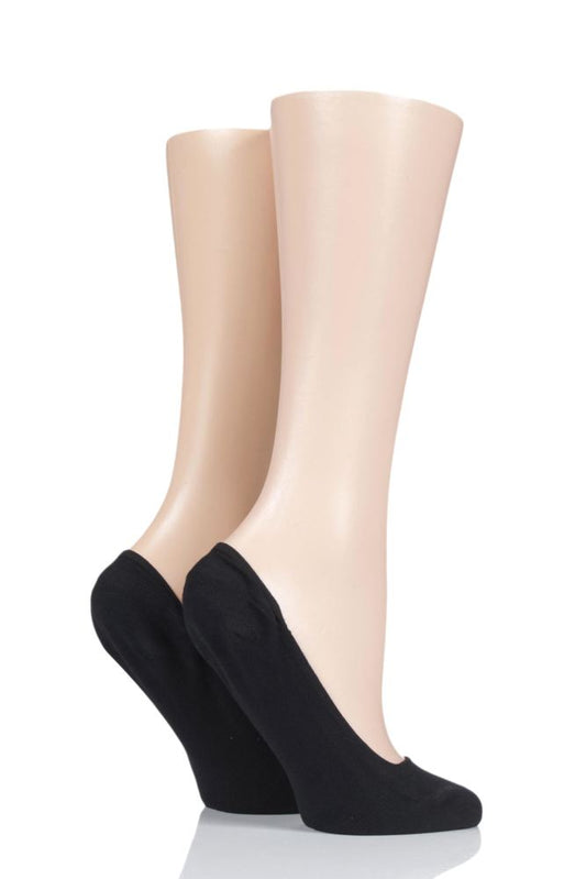 Elle-Ladies Bamboo Shoe Liners-2 Pair Pack-Black