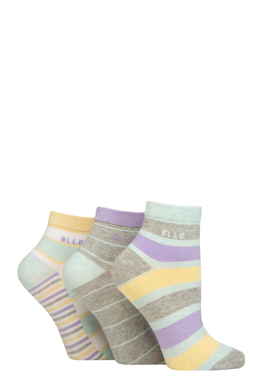 Elle-Ladies Cotton Anklet Socks-3 Pair Pack-Fresh Mint