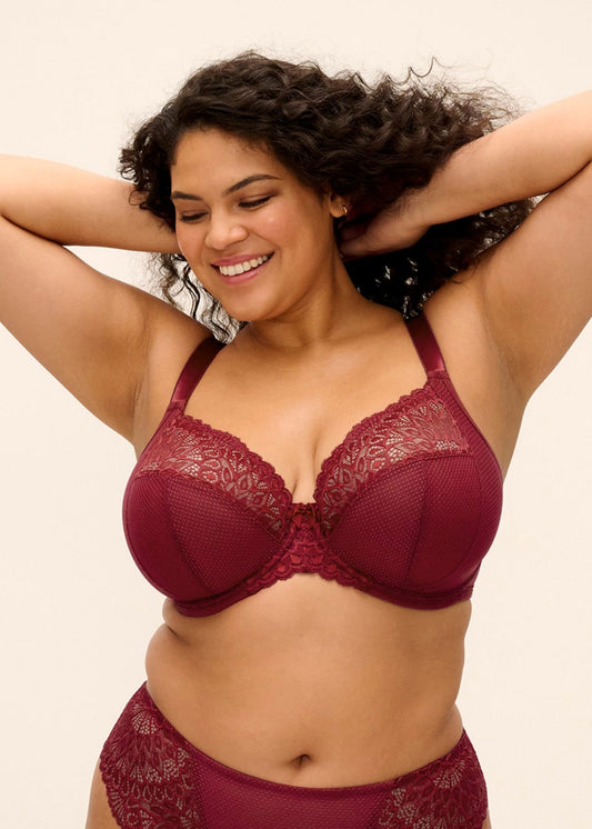 Elomi-Tiernie-Plunge Bra in Tibetan Red