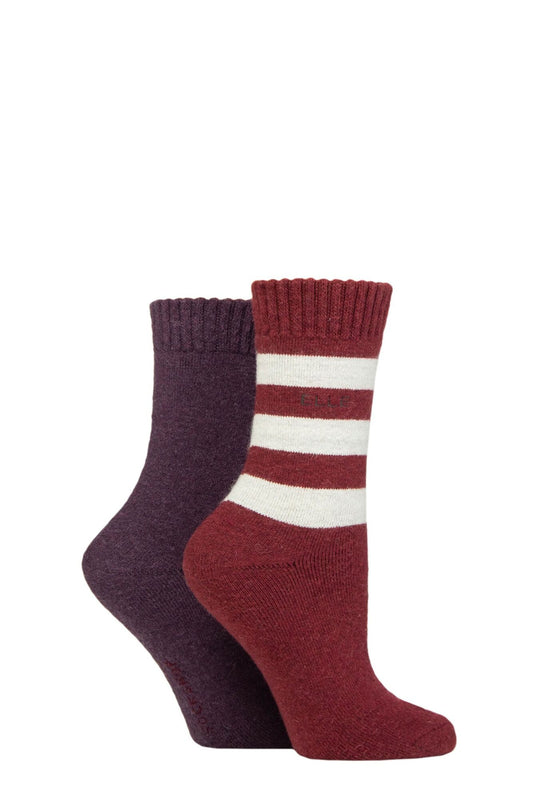 Elle-Ladies Wool Blend Boot Socks-2 Pair Pack-Merlot
