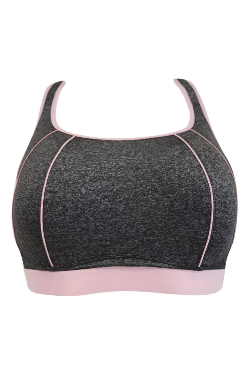 Energy Spirit Underwired Lightly Padded Cross Back Sports Bra-Grey/Pink
