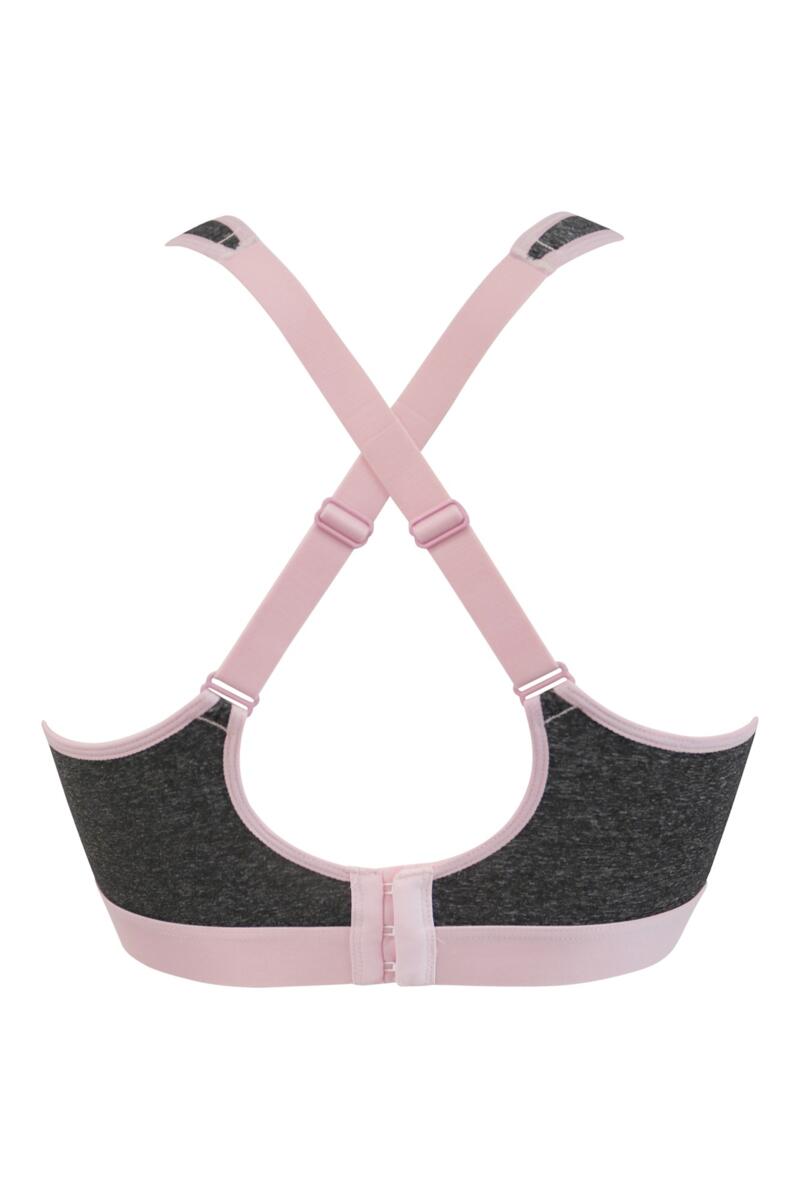 Energy Spirit Underwired Lightly Padded Cross Back Sports Bra-Grey/Pink
