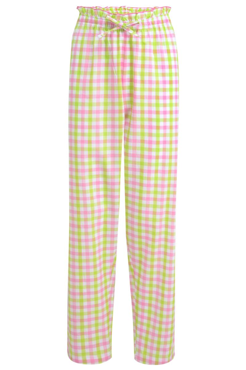 Cotton Woven Gingham Paperbag Trouser-Pink/Lime