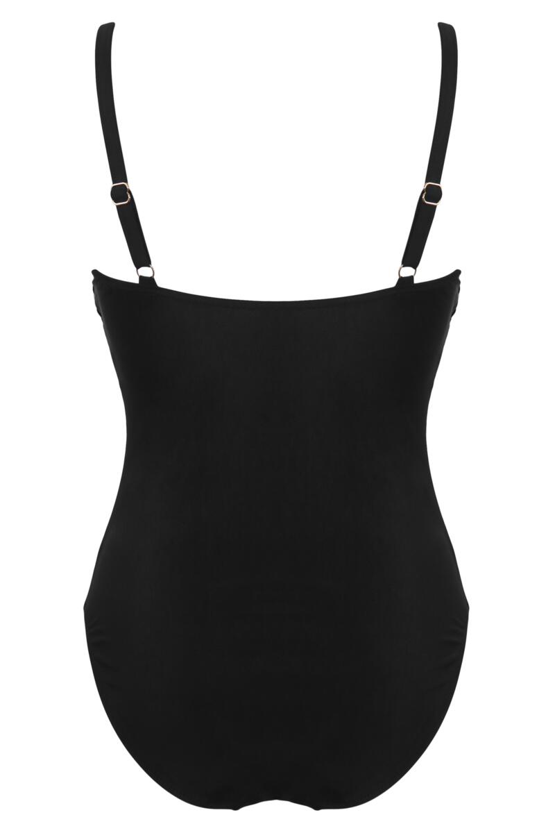 Mykonos Cowl Neck Tummy Control Swimsuit-Black