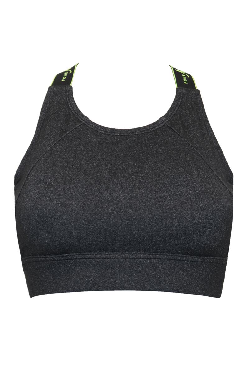Energy Logo Elastic Yoga Crop Top-Grey Melange/Lime