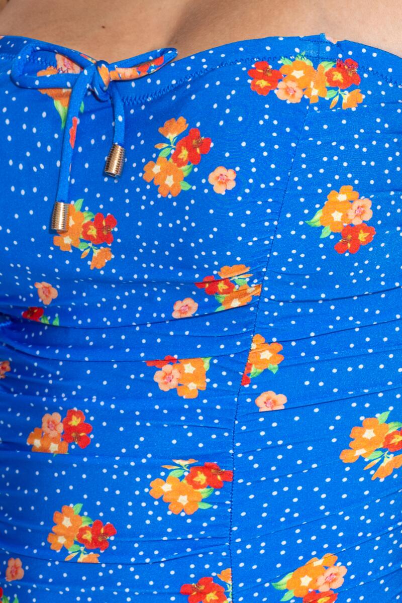 Santa Cruz Strapless Control Swimsuit-Blue Floral