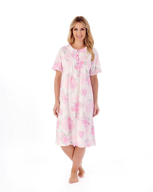 Slenderella-100% Jersey Cotton-42''Nightdress-ND01132-Pink