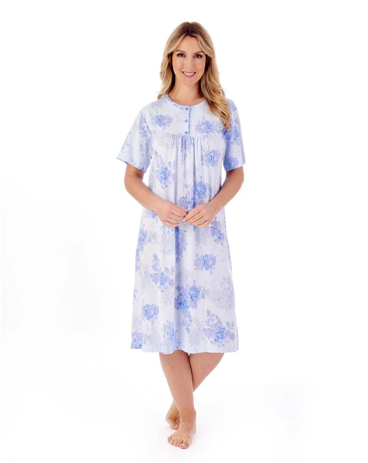 Slenderella-100% Jersey Cotton-42''Nightdress-ND01132-Blue
