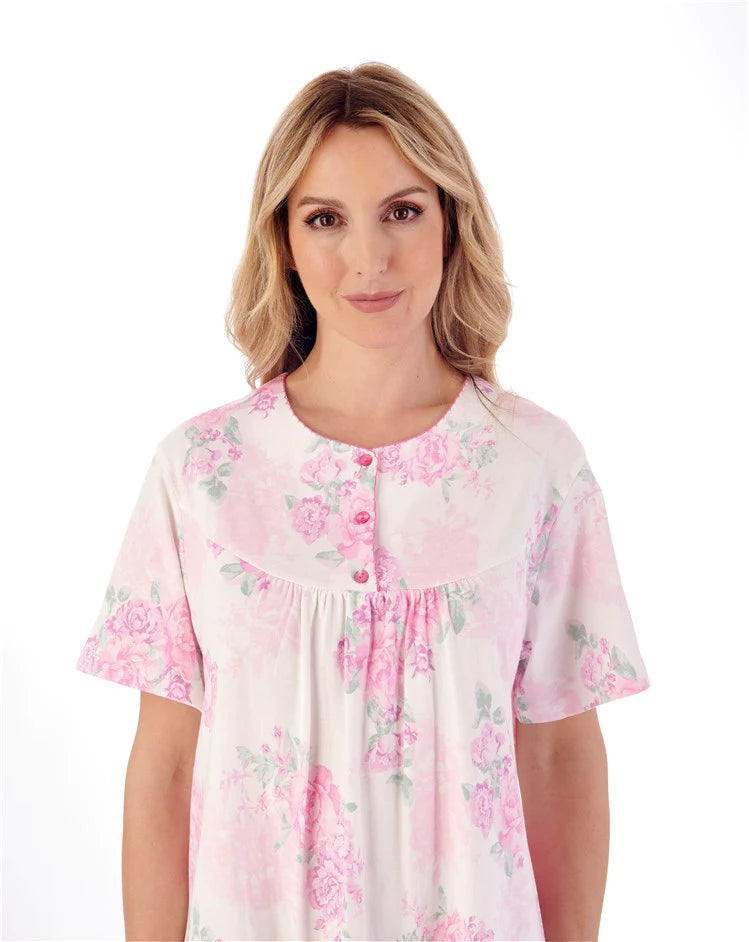 Slenderella-100% Jersey Cotton-42''Nightdress-ND01132-Pink