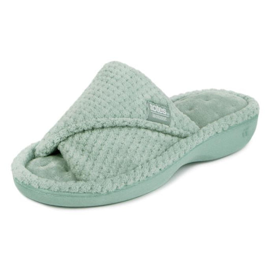 Totes-Isotoner-Popcorn Turnover Open Toe Slippers-95535-Mint
