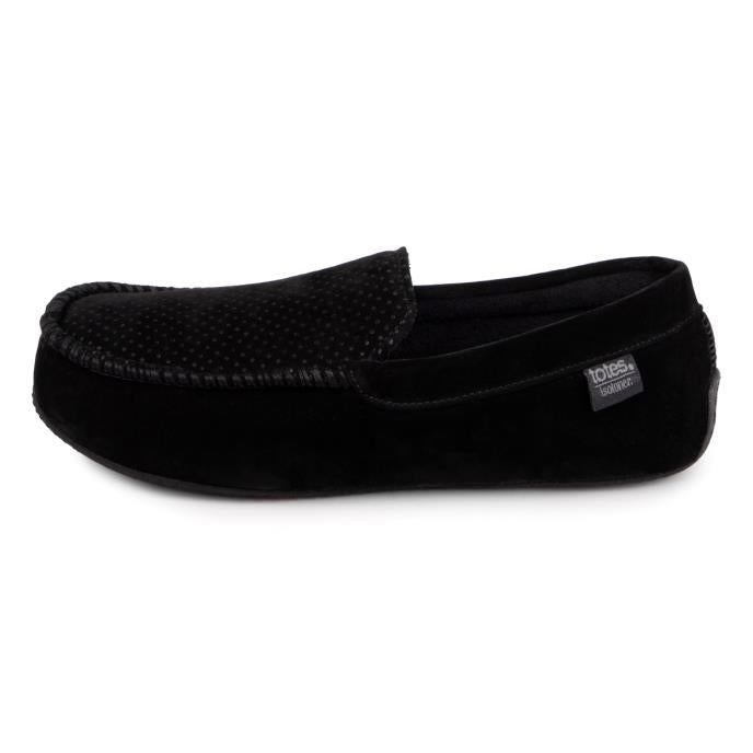 Totes Isotoner-Mens Moccassin Slippers-99345-Black