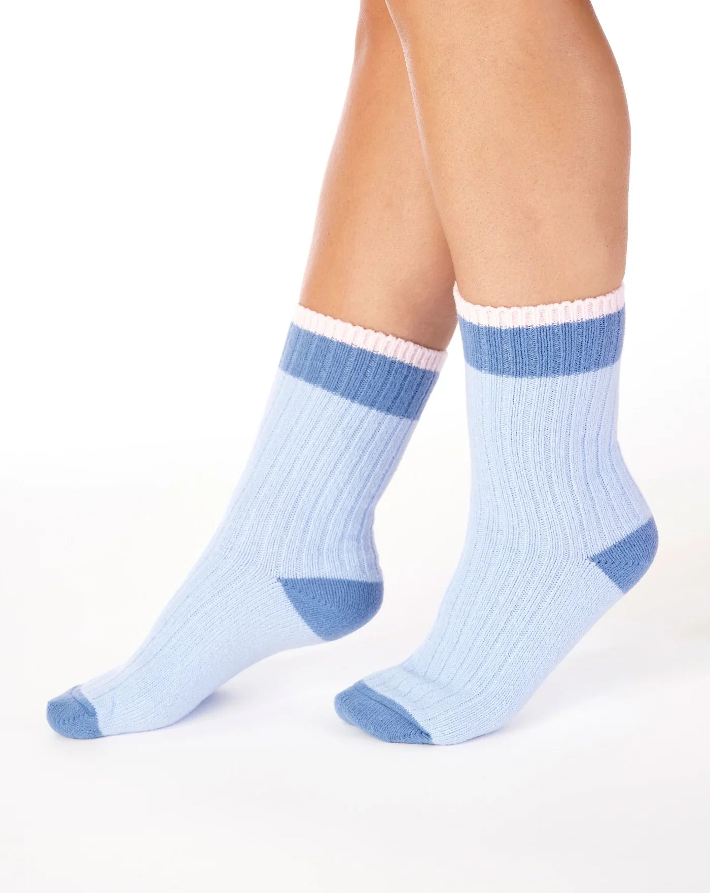 Slenderella-Cable Pattern Bedsock-BS180-Blue