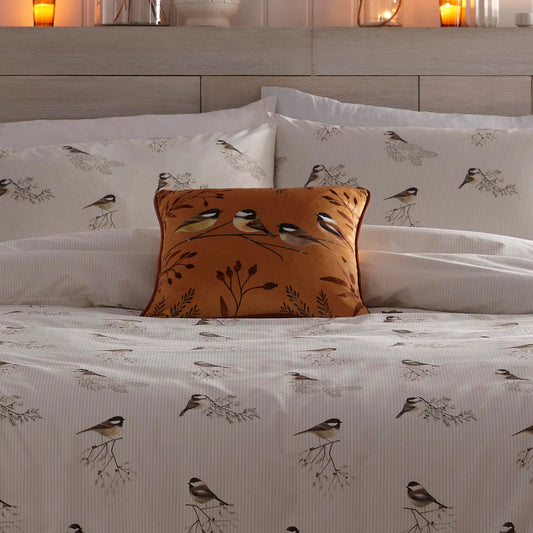 Cushion Cover-Chickadee in Gold