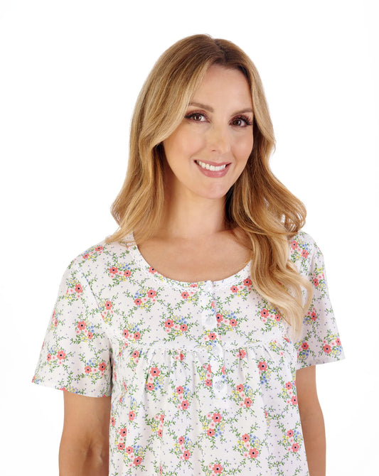 Slenderella-100% Woven Cotton 42''Nightdress-ND05227-White