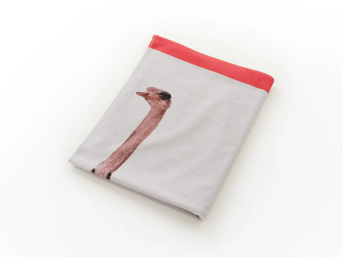 Cotton Beach Towel-Printed Velour-75x150cm-Ostrich