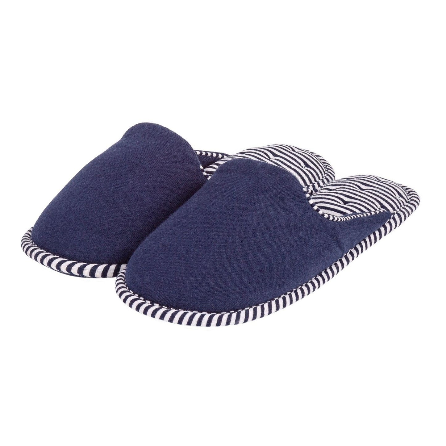 Totes Isotoner-Ladies Striped Mule Slippers-95598-Navy Stripe