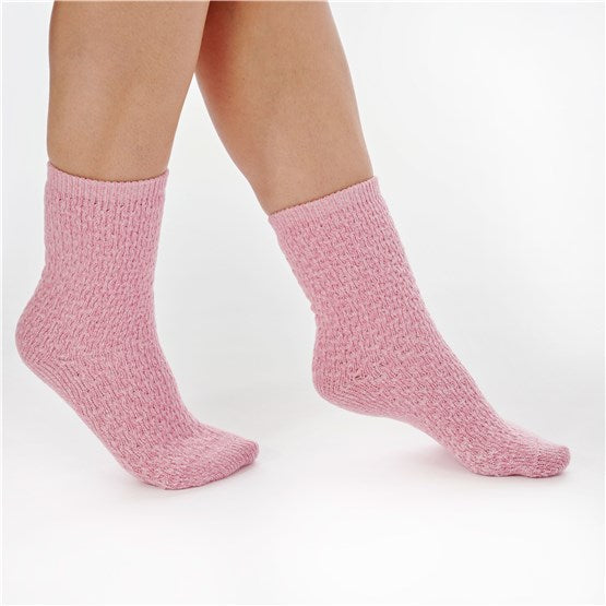 Slenderella Bed Socks-Textured Marl Effect-BS178-Pink