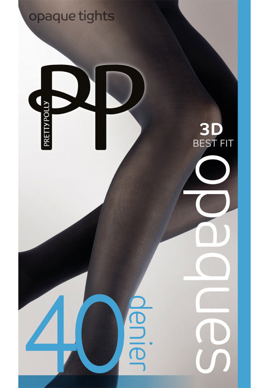 Pretty Polly-40 Denier-3D Opaque Tights-Black