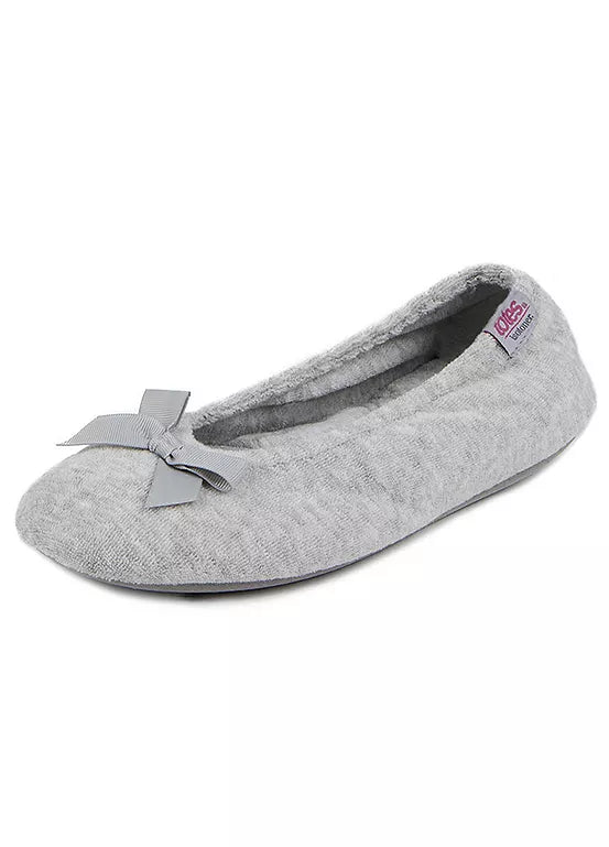 Totes Isotoner-Terry Ballet Slipper-98968-Silver