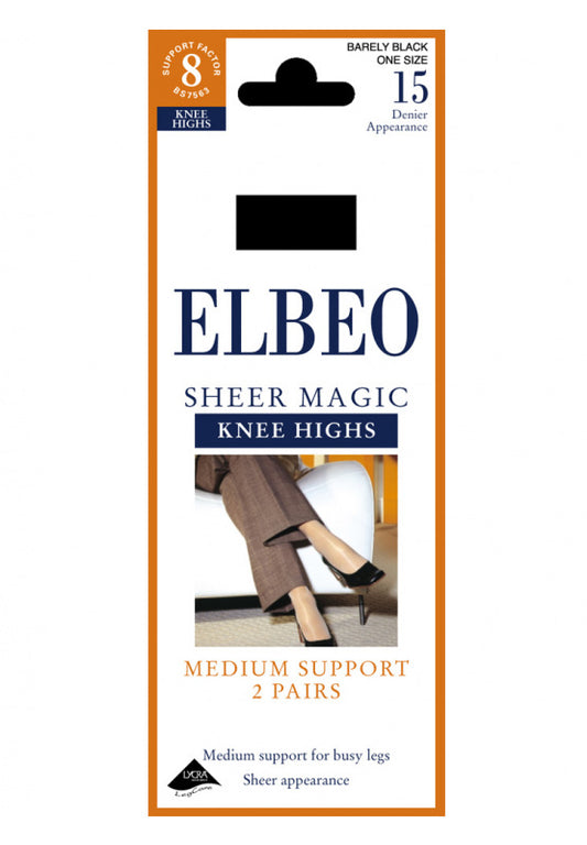 Elbeo-Ladies Medium Support Knee Highs-2 Pair Pack-Sheer Magic