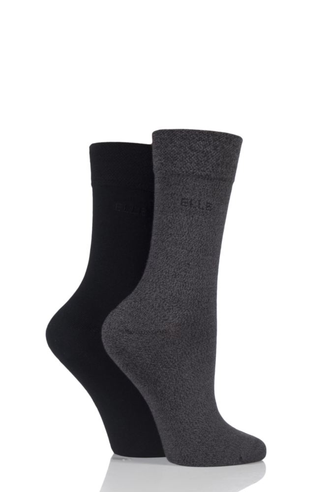 Elle-Ladies Bamboo Socks-2 Pair Pack-Grey
