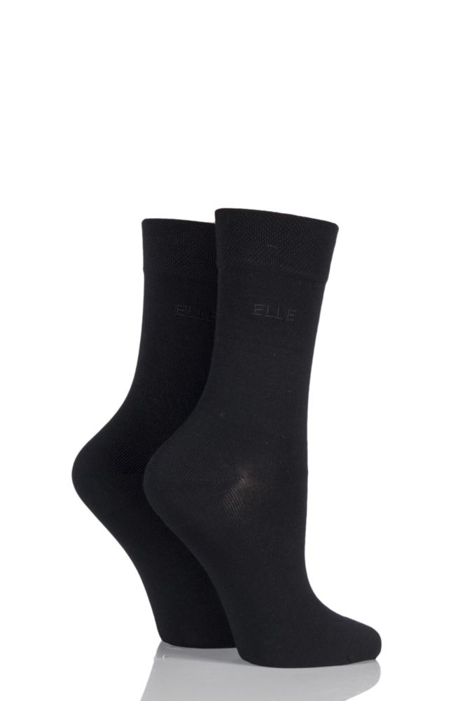 Elle-Ladies Bamboo Socks-2 Pair Pack-Black