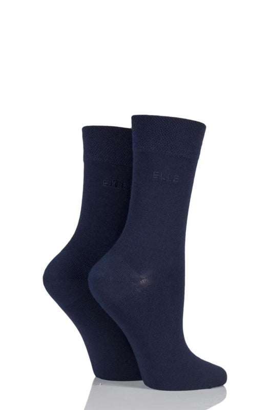 Elle-Ladies Bamboo Socks-2 Pair Pack-Navy