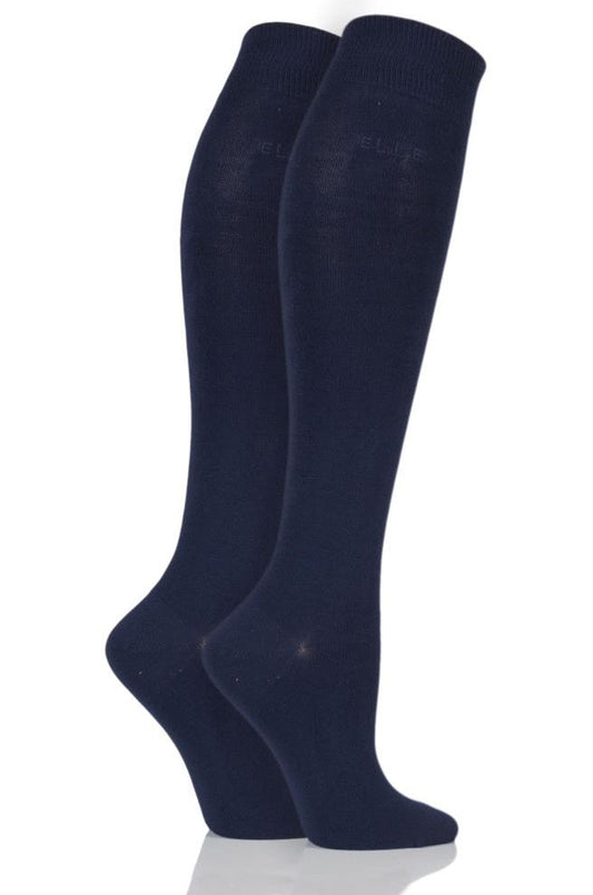 Elle-Ladies Bamboo Knee High Socks-2 Pair Pack-Navy
