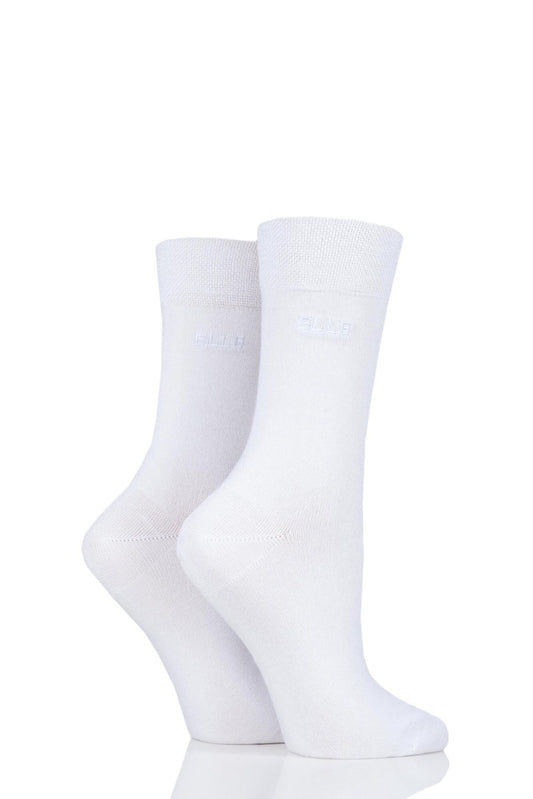 Elle-Ladies Bamboo Socks-2 Pair Pack-White