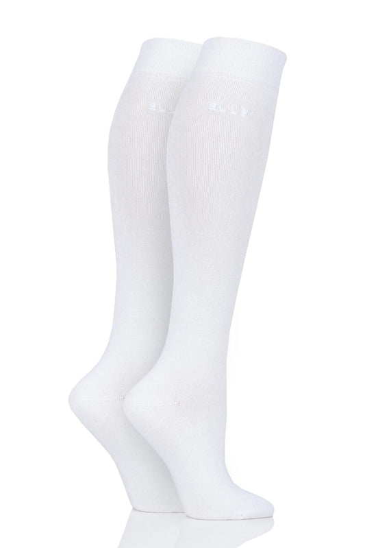 Elle-Ladies Bamboo Knee High Socks-2 Pair Pack-White