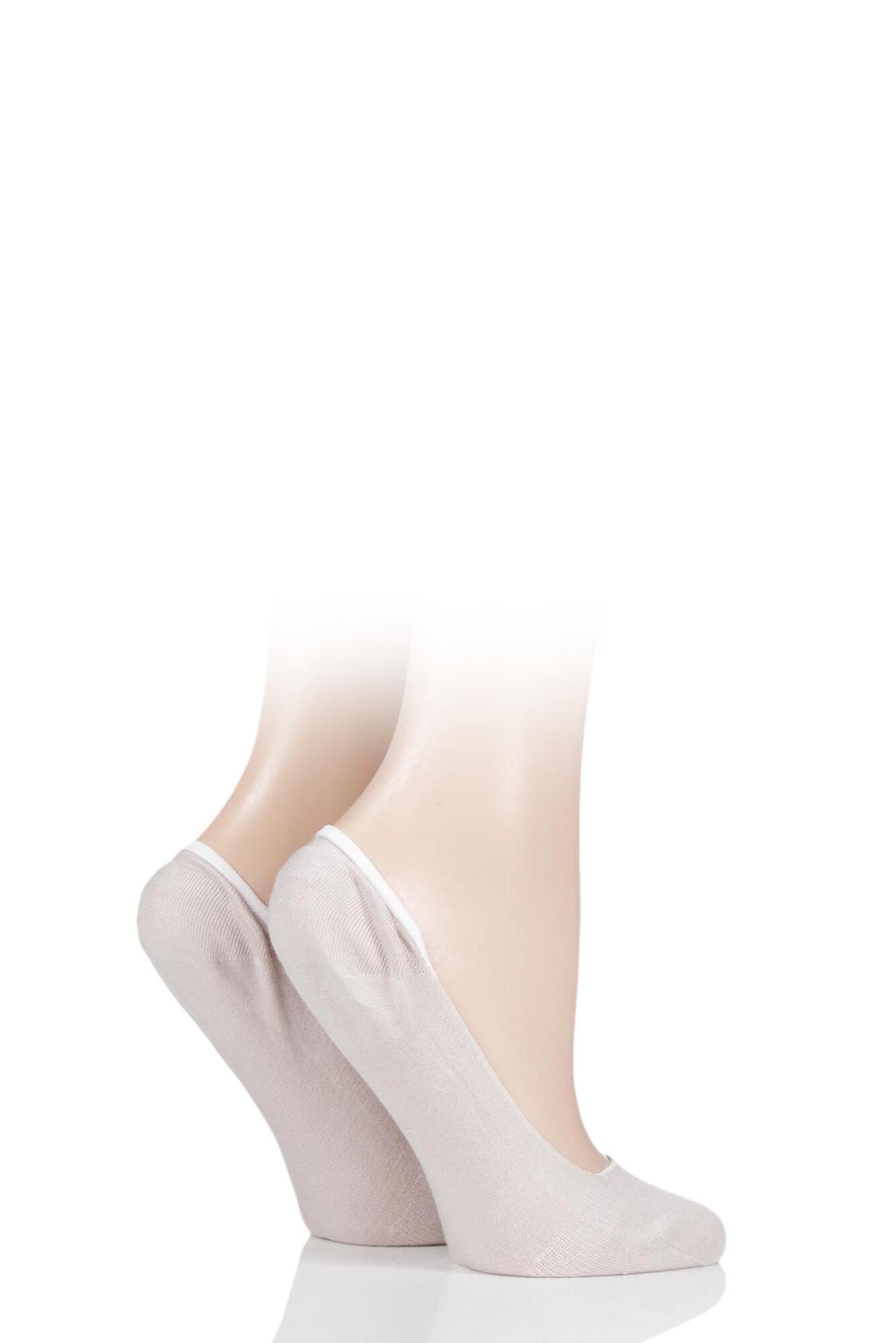 Elle-Ladies Bamboo Shoe Liners-2 Pair Pack-Natural