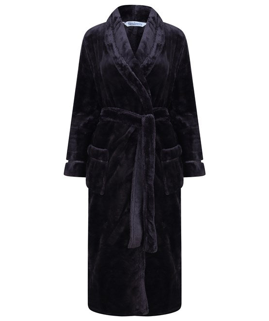 Slenderella-Soft Fleece Wrap Robe-HC4342-Black