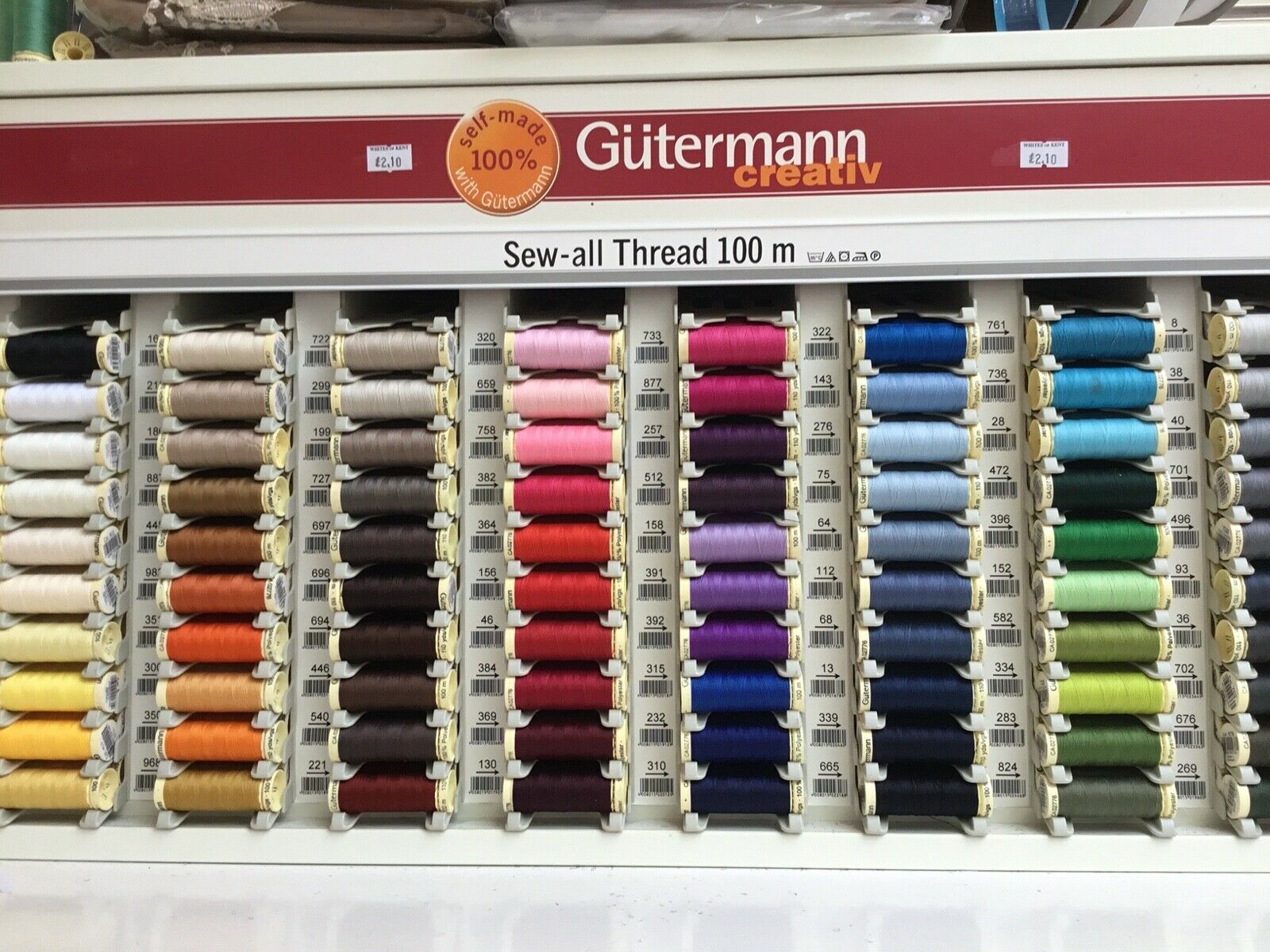 Gutermann 100mSew all ThreadAssorted Colours Whites of Kent Ltd