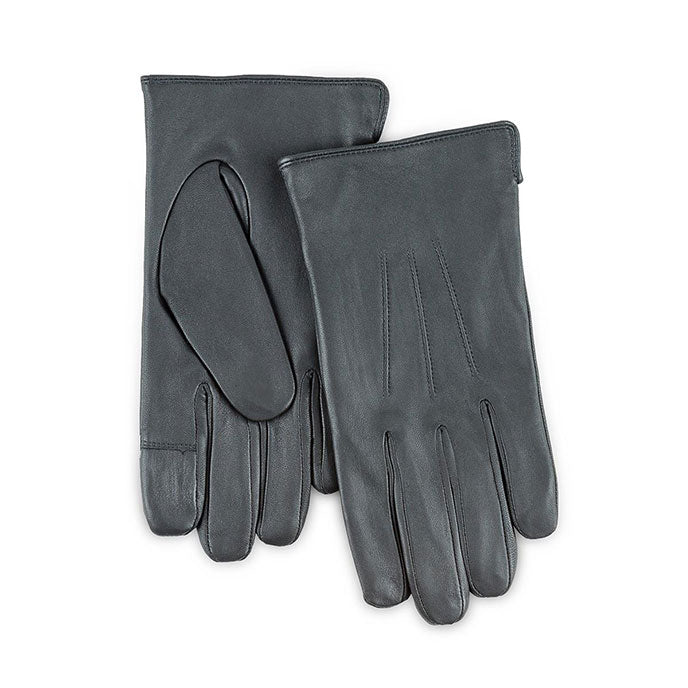 Isotoner-Mens 3 Point Leather Gloves-Water Repellent-Smart Touch-86196