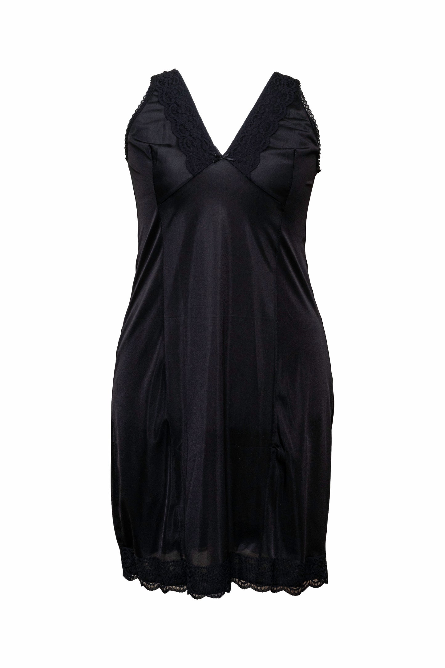 Ladies-Full Slip Petticoat-Built-up Shoulder Strap-Black